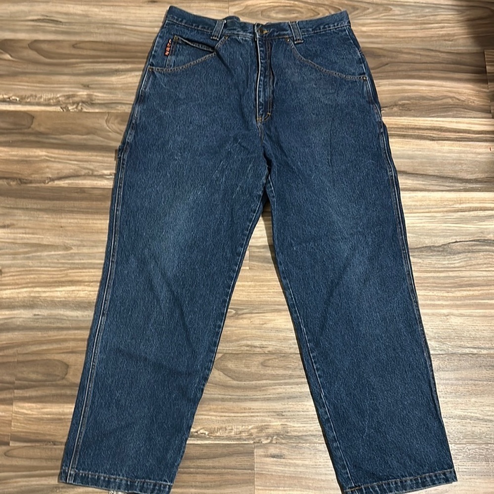 Vintage Lugz Jeans Mens 38 Blue Baggy Wide Leg Logo Y2K Skater Pants Cargo